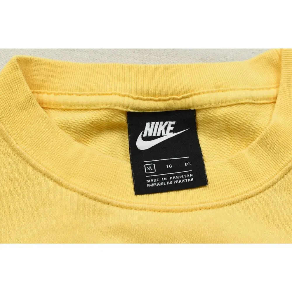 Nike Women's XL Yellow Sportswear Logo Crop Top Short Sleeve Cinch Waist Sweatsh